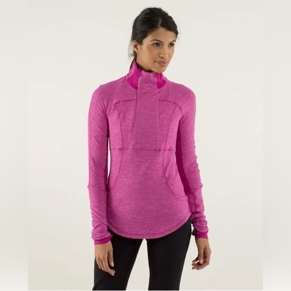 Lululemon Base Runner 1/2 Zip Raspberry Pique Pink Rulu Long Sleeve Size 6 - Picture 1 of 15